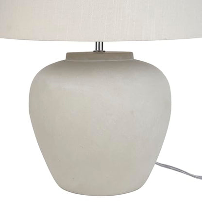 Nourison Home 20" Sand (Light Beige) Neutral Ceramic Table Lamp with Fabric Shade, Bedside Nightstand Lamp for Bedroom, Living Room, Entryway - color: Sand