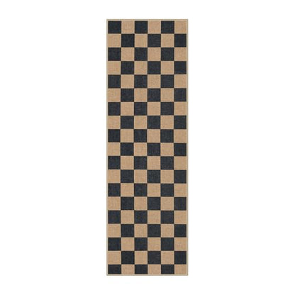 Lahome Checkered Easy Jute Kitchen Runner Rug, 2x8 Outdoor Rugs Washable - color: Black/Checkerboard -1, size: 2'6" x 8' (Runner)