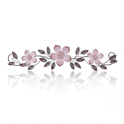 Wesiti Metal Flower Wall Art Decor Vintage Wrought Scroll, Purple - color: Purple