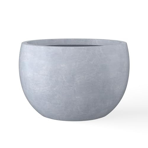 Kante Accent Round Bowl Blue Gray Concrete Planter 15.7" Dia, Outdoor - color: Slate Gray, size: 15.7" d
