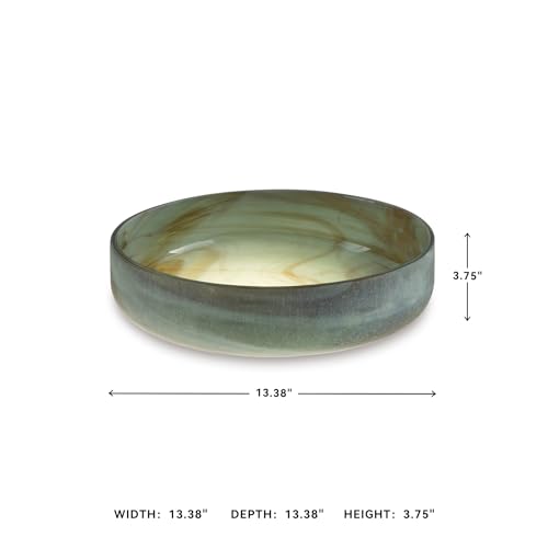 Signature Design by Ashley Large Round Glass Decorative Bowl, Sage Green
