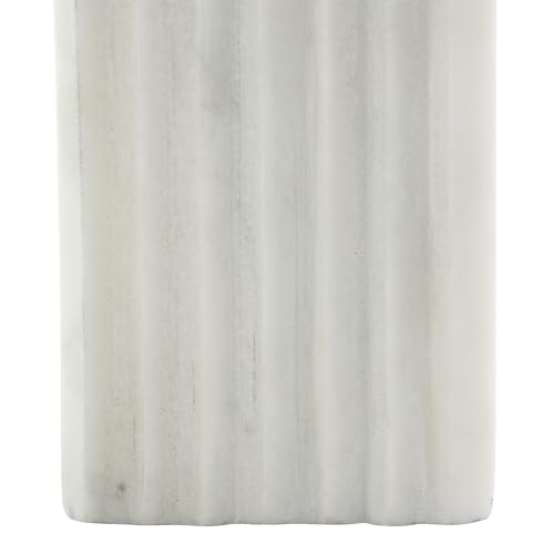 Deco 79 Marble Geometric Decorative Sculpture Rectangular Home Decor Statue with Arched Groove Interior, Accent Figurine 7" x 2" x 11", White