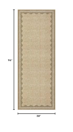 GarveeHome 2.5x8 Runner Rug for Hallway Washable Kitchen Rugs Non Slip Solid Tan Jute Digital Printing Modern Soft Low-Pile Scalloped Indoor Carpet for Entryway Laundry Room Floor Mats - color: Jute, size: 2'6" x 8' (Rectangular)