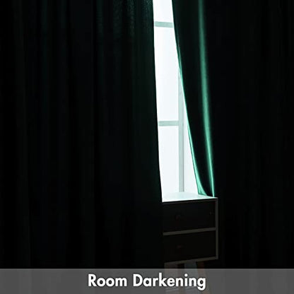 MIULEE Dark Green Blackout Velvet Curtains Drapes 72 Inch Long 52"x72" - color: Dark Green, size: 52"W x 72"L (Pack of 2)