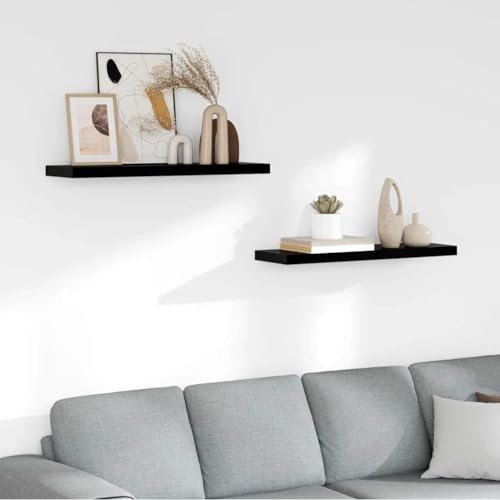 Floating Wall Shelves Set of 2, 31.5 x 9.3 in Black High Gloss Honeycomb MDF Storage Display Ledges, Modern Floating Shelves for Wall, Living Room Decor, Bedroom, Kitchen - color: Black, size: 31.5 x 9.3 in