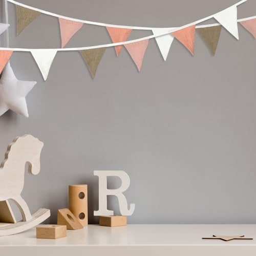Oudain 2 Pcs Pennant Banner Flags Nursery Garland Triangle, Pastel Color - color: Pastel Color