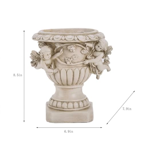Cherub Angel Planters, Cherub Planter Flower Pots with Drain Hole for All House Plants, Patio Yard Decor, Polyresin, 8.46" H