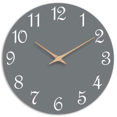 Mosewa Wall Clock Silent Non-Ticking Battery Operated Modern Simple 10" - color: E_gray, size: 10 Inch