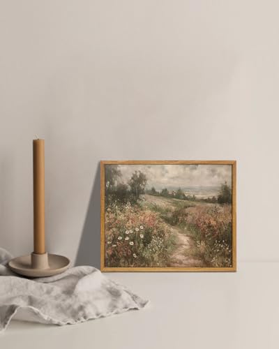 KBKBART Framed Wall Art Country Wildflower Canvas Art Paintings 8x10inch - color: Countryside Wildflower, size: 10"L x 8"W