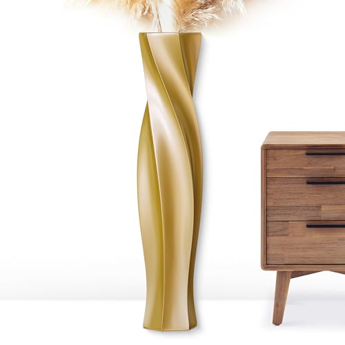 Tall Floor Vase 27.5" Gloss Gold, Resin Floor Vase Tall Gold Vases for Dried Pampas Grass Feathers Branches Fresh Flowers, Modern Home Decor for Living Room Bedroom Entryway Corner - color: Gold, size: 27.5 in