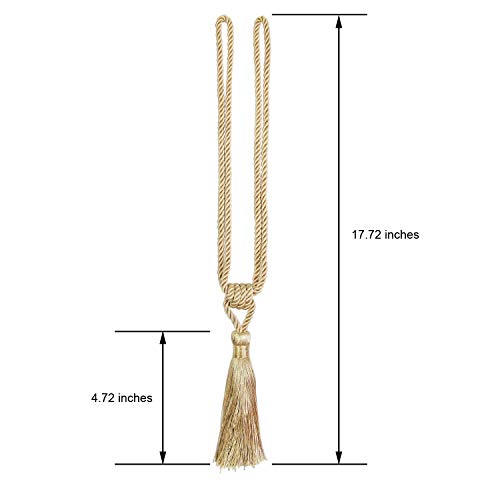 4 Pack Curtain Tiebacks Handmade Tassel Rope Curtain Holdbacks - color: Gold, size: 4p