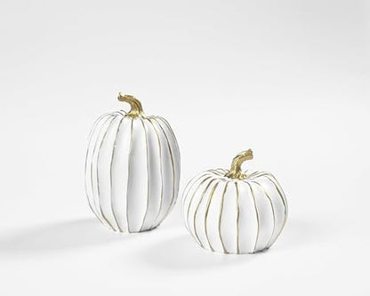 FESTGLOX Fall Pumpkin Decor, 2Pcs Resin Thanksgiving Fake Pumpkin Figurines - color: White-2pcs