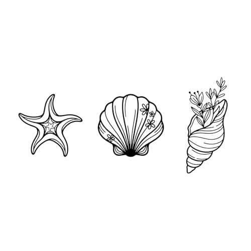 Sanwarm Wall Decor, 3 Pieces, Black Metal, for Home Coastal Beach - color: Seashell