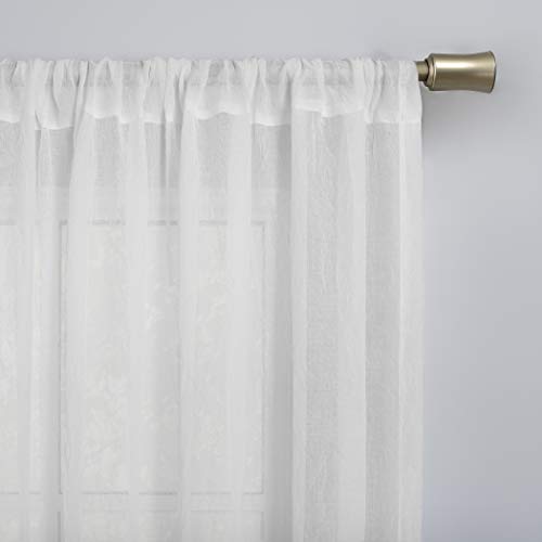 No. 918 Genevieve 2-pack 2-pack Linen Weave Sheer Semi-Sheer Grommet Curtain Panel Pair, 50" x 108", White - color: White, size: 50"W x 108"L (Pack of 2)