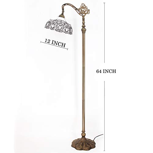WERFACTORY Tiffany Floor Lamp White Crystal Bent Stained Glass Arched Lamp