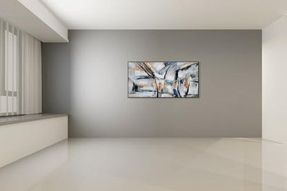 Yihui Arts Hand Painted Framed Abstract Canvas Wall Painting with Gold Foil - color: Framed Abstract Pictured, size: 32"L x 16"W