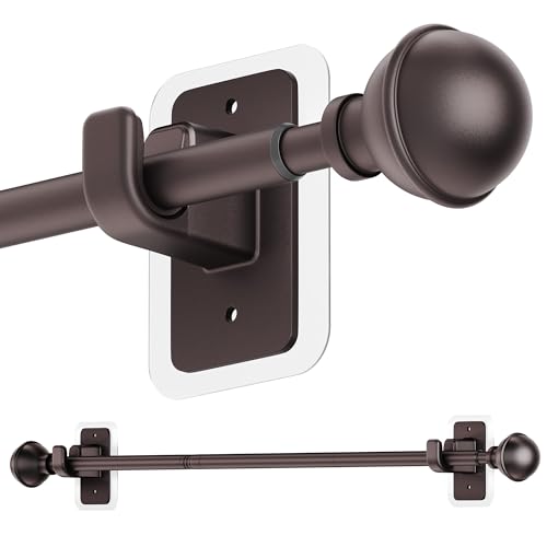 ENJOYBASICS Curtain Rods No Drilling for Renter, 28-47" Adjustable, Bronze - color: Bronze, size: 27-52"