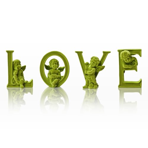 4 Sets Cupid Statue with Soft Velvet Finish Wedding Gift, Green - color: Cupid-green