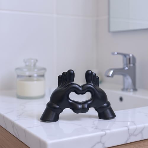 Zerzsy Heart Hands Sculpture Figurine, Black & White, Set of 2 - color: Black White-heart Hands