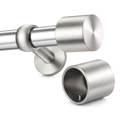 Beavorty 2 PCS 28mm Curtain Rod Finials Window Drapery Curtain Rod End Window Curtain Rod Cap Drapery Pole Rail Decorative Heads for Curtain Decoration (Silver)