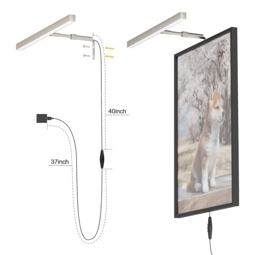 16" LED Picture Light Plug in, 5W Nickel Art Light - color: Nickel, size: 16 inch