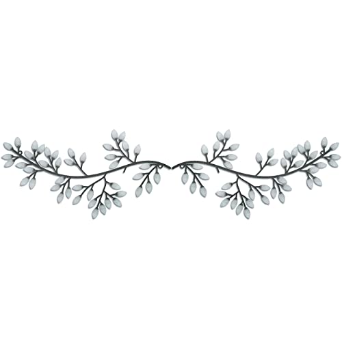Hotop 2 Pieces Metal Tree Leaf Wall Decor Vine Olive Branch Leaf Wall Art Wrought Iron Scroll Sculptures Above the Bed, Living Room, Outdoor Decoration(Classic Style,White Color) - color: White Color, size: Classic Style