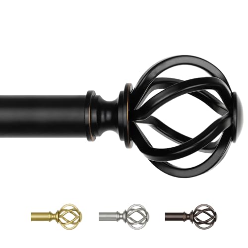 USFOOK Curtain Rods for Windows 66 to 120, Black Adjustable Drapery Rod - color: Black, size: 66-120"