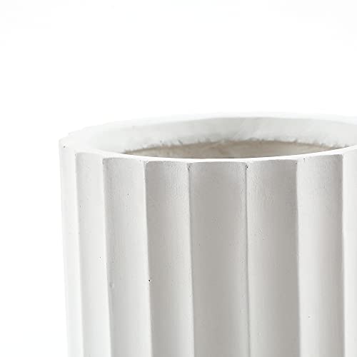 LuxenHome Planter for Outdoor Indoor Plants 25" H White Tall MgO Plant Pots - color: White 25"