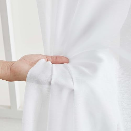 HLC.ME Semi Sheer Grommet Window Curtains, 2 Panels, 54x84 Inch, White - color: White, size: 54"W x 84"L (Pack of 2)