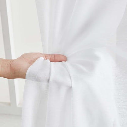 HLC.ME Semi Sheer Grommet Window Curtains, 2 Panels, 54x84 Inch, White - color: White, size: 54"W x 84"L (Pack of 2)