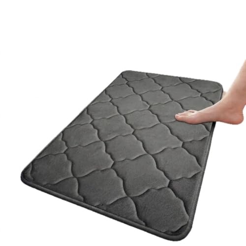 Thick Memory Foam Bath Mat, Absorbent Kitchen Shower Floor Rug, Dark Gray - color: Dark Gray
