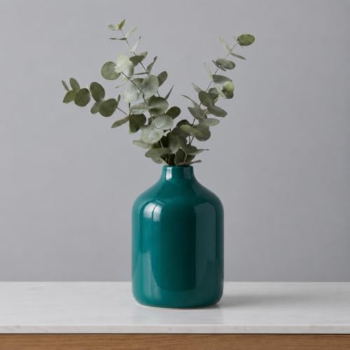 Sunddo Green Ceramic Flower Vase, 5 Inch - color: Dark Green, size: 5 inch