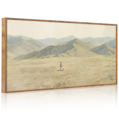 CHDITB Large Jesus with Lamb Landscape Framed Canvas Wall Art 40x20 Inch - color: Jesus Leaves The 99 Parable of The Lost Sheep, size: 40"L x 20"W