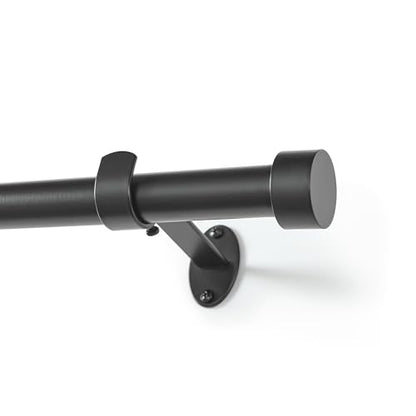 Serena Single Curtain Rod with Contemporary Cap Finial, Antique Black - 32"W x 78"L - color: Antique Black, size: 32"W x 78"L