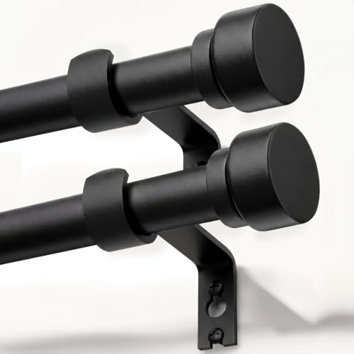 Lootkell 2 Pack Matte Black Curtain Rods for Windows 72-144 Adjustable - color: Matte Black, size: 16"-150"|2 Pack