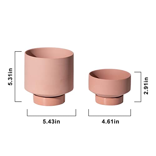 UBEE Terracotta Plant Pots for Plants Ceramic Indoor Flower Planter Pot 5.43 Inches + 4.61 Inches Succulents Pot with Drainage Hole Saucer Set of 2 - color: Terracotta