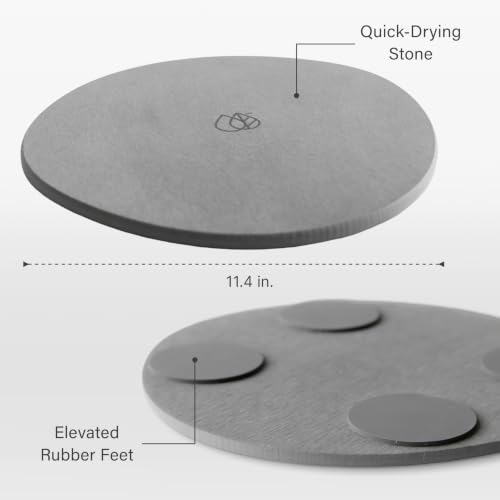 Dorai Home Stone Plant Pots Saucer Set 11.8" - Diatomite Water-Absorbing Trays for Indoor Plants, Ideal for Shelves & Floors | Pack of 2 Large