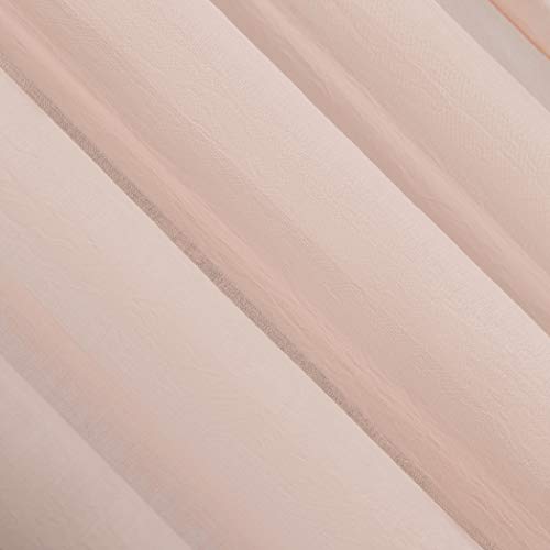 No. 918 Genevieve 2-pack 2-pack Linen Weave Sheer Semi-Sheer Grommet Curtain Panel Pair, 50" x 63", Blush Pink - color: Blush Pink, size: 50"W x 63"L (Pack of 2)