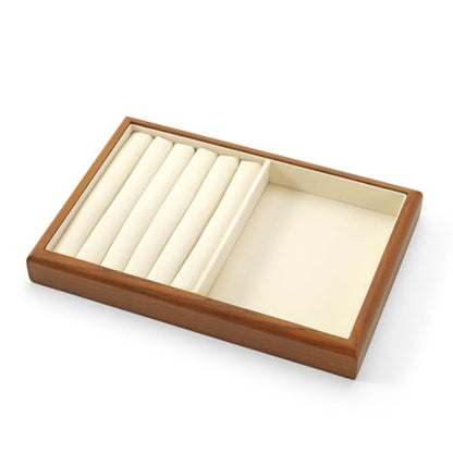 Oirlv Wood Ring Display Tray - color: Cream, size: 5 slot