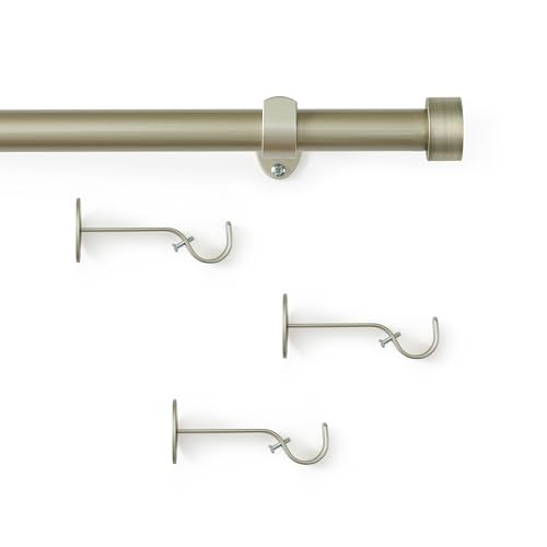 Serena Single Curtain Rod with Contemporary Cap Finial, Antique Pewter - 32"W x 78"L - color: Antique Pewter, size: 32"W x 78"L