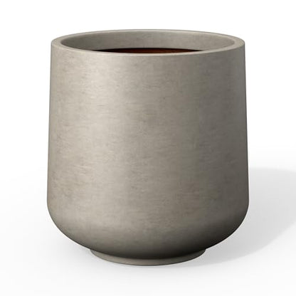 Kante Small Round Curved Weathered Concrete Planter 9.4" Dia, Outdoor - color: Weathered Concrete, size: 9.4" D