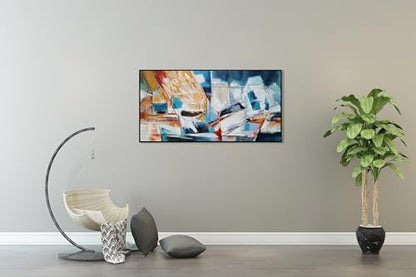 Yihui Arts Abstract Canvas Wall Arts Hand Painted Oil Paintings with Gold Foil and Floating Frame - color: Framed Abstract Artwork, size: 32"L x 16"W