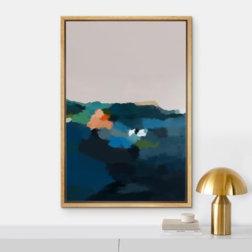 IDEA4WALL Framed Canvas Print Wall Art Watercolor Pastel Mountain Range Valley Abstract Nature Illustrations Modern Art Bohemian Decorative Colorful for Living Room, Bedroom, Office - 16"x24" Natural - color: A01-04-m36, size: 24"L x 16"W