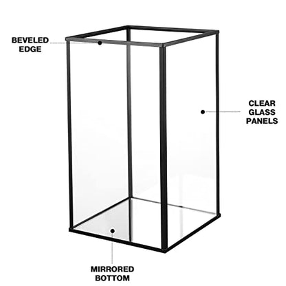 Phosphor Hurricane Camdle Holder Set of 2 Pieces, Black Glass Candle Holder for Wedding, Party, Holiday. - color: Black
