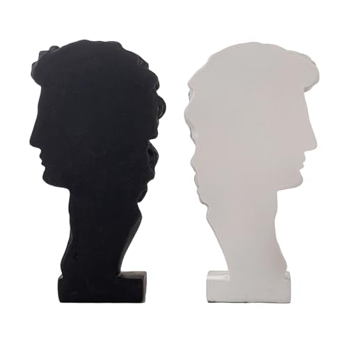 Lukitas David Decorative Bookends, Half-and-Half Book Ends, B&W‌ 9.5'' - color: David - Bk&wh