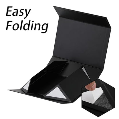 Black Gift Box,10x7.3x3.5 Gift Boxes With Lids For Presents Includes Ribbon And Diy Printable Sticker Paper,Bridesmaid Proposal Box,Magnetic Gift Box For Birthday,Wedding,Graduation - color: 10x7.3x3.5inch-Black-Pack 1