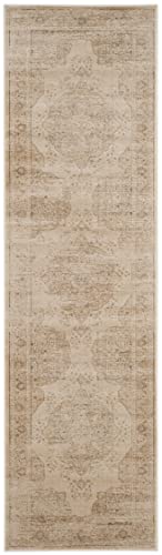 SAFAVIEH Vintage Collection Runner Rug - 2'2" x 8', Creme, Oriental Traditional Distressed Viscose Design, Ideal for High Traffic Areas in Living Room, Bedroom (VTG158-3440)