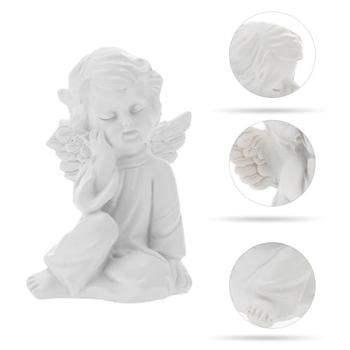 White Angel Figure Adorable Angel Decor Statue Resin Angel Sculpture