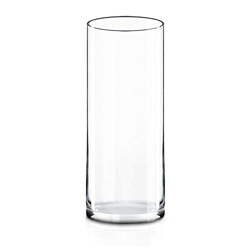 CYS EXCEL Cylinder Clear Glass Vase (H-16" D-6") | Multiple Size Choices Glass Flower Vase Centerpieces | Hurricane Floating Candle Holder Vase - size: H-16" D-6"