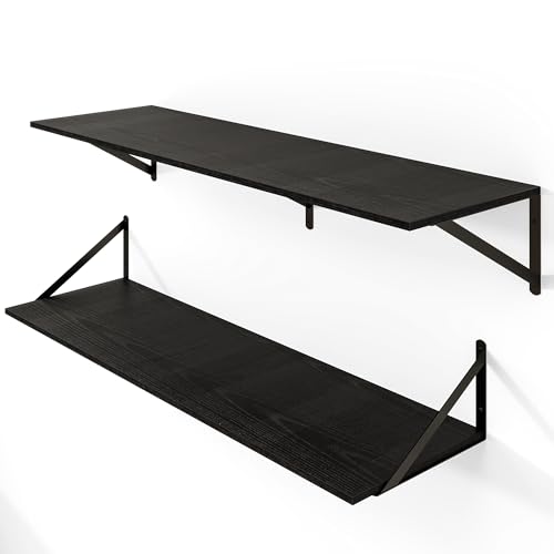 Heimlove 40W x 12D Deep Floating Shelves Set of 2 Black - color: Black With Black Metal Bracket, size: 40Wx12Dx5.8H